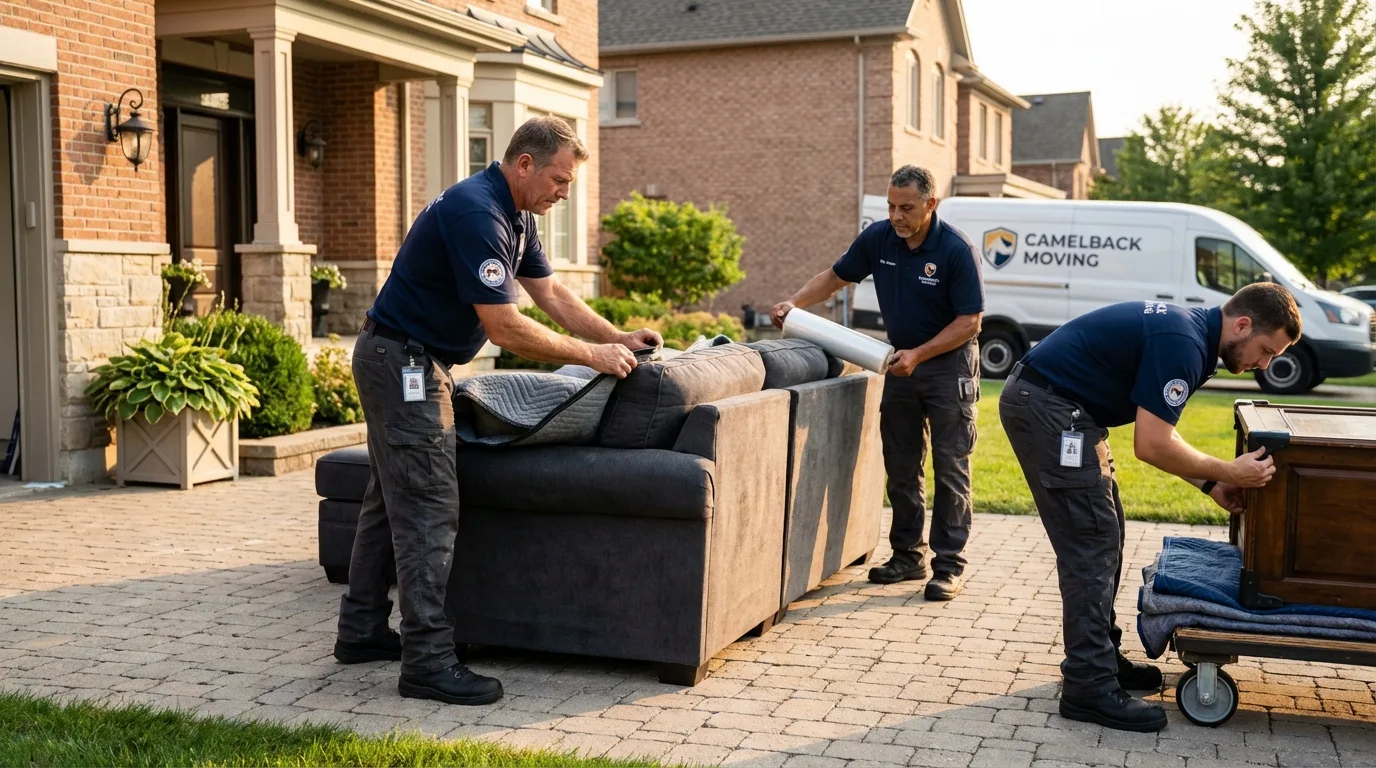 Large estate moving crew wrapping furniture in Sweet Home, OR