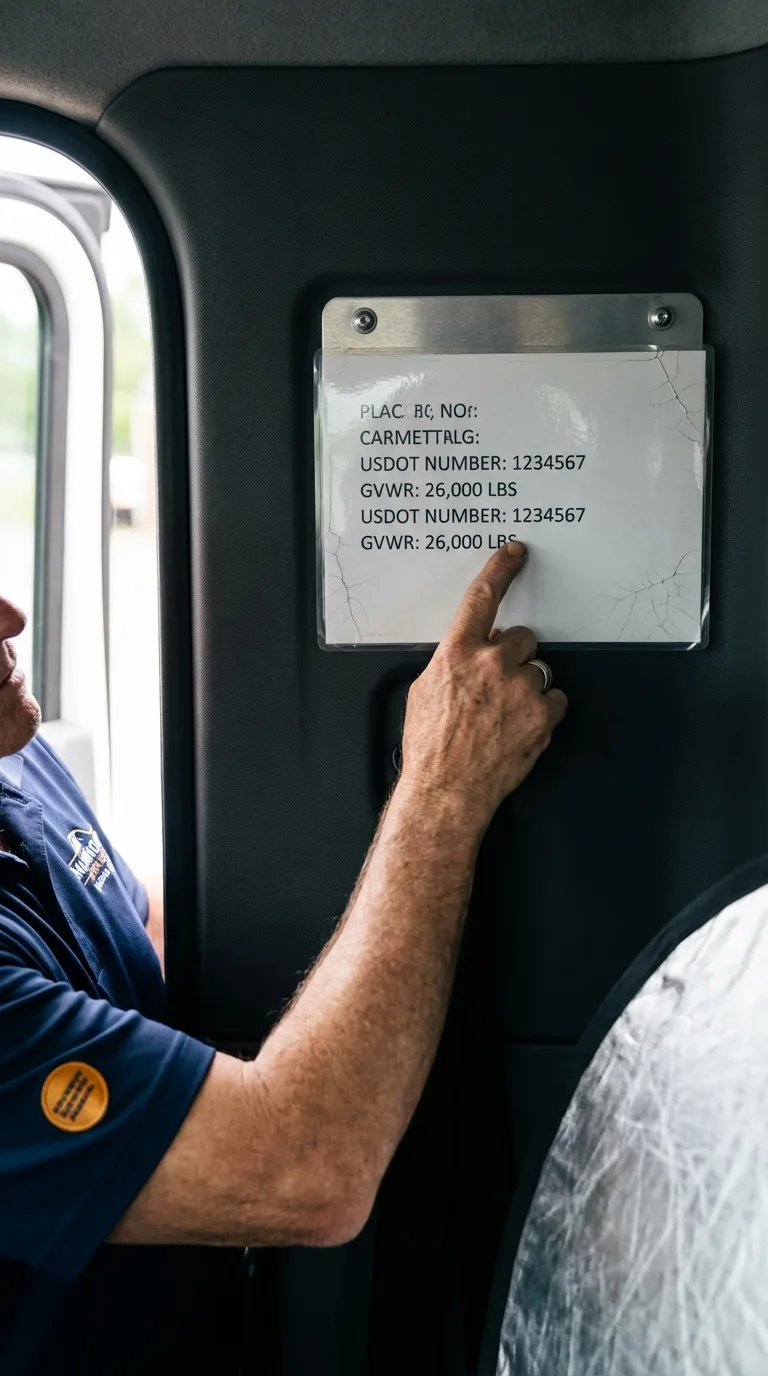 USDOT licensing placard verification in Sweet Home